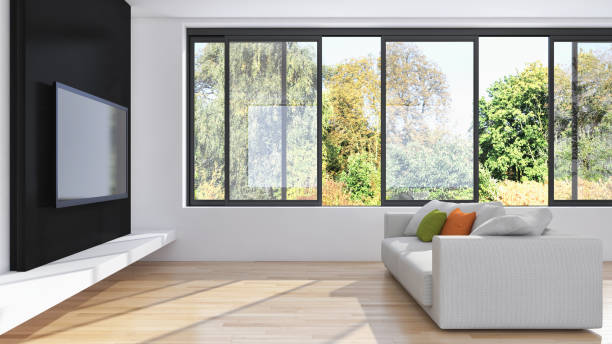 istock Large luxury modern bright interiors Living room mockup illustration 3D rendering image 2157330137