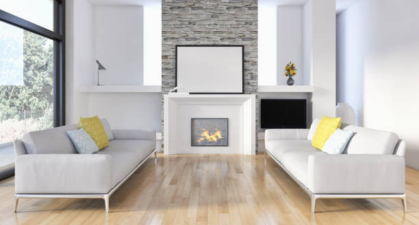 istock Large luxury modern bright interiors Living room mockup illustration 3D rendering image 2157330577