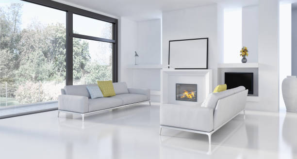 istock Large luxury modern bright interiors Living room mockup illustration 3D rendering image 2157330581