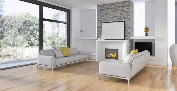 istock Large luxury modern bright interiors Living room mockup illustration 3D rendering image 2157330594