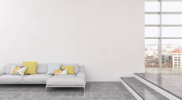 istock Large luxury modern bright interiors Living room mockup illustration 3D rendering image 2157330693