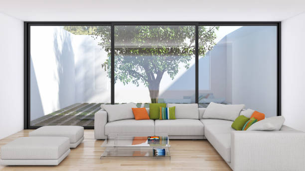 istock Large luxury modern bright interiors Living room mockup illustration 3D rendering image 2157330783