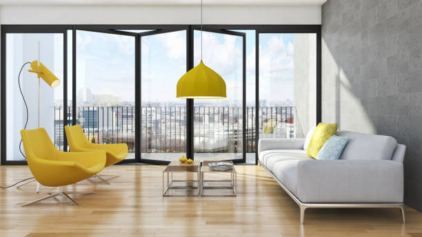 istock Large luxury modern bright interiors Living room mockup illustration 3D rendering image 2157330801