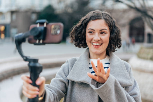 Female Influencer making video content for her vlog