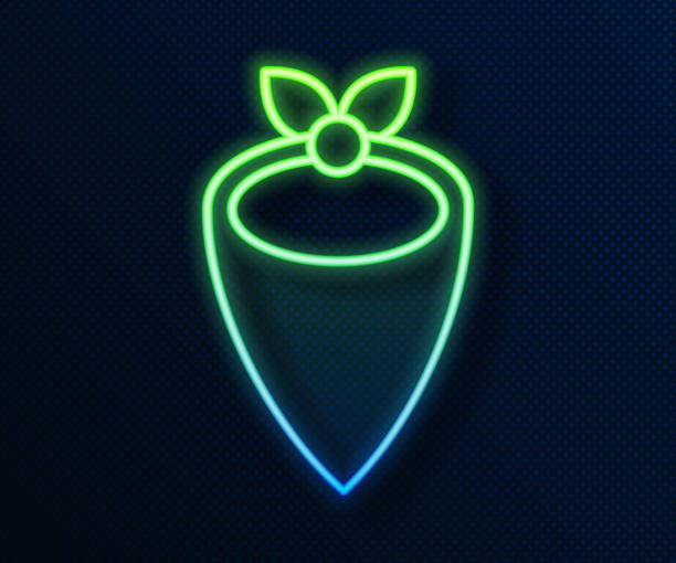 istock Glowing neon line Cowboy bandana icon isolated on blue background. Vector 2157333004