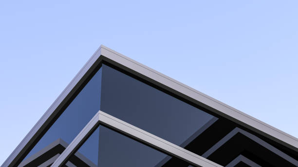 istock Design of modern house,architectural structure minimalism with windows,wallpaper.3D render 2157333709