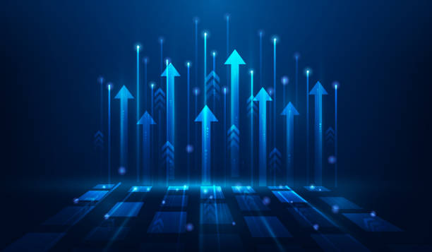 istock internet network high speed connection on blue background. business investment arrow up. vector illustration fantastic hi-tech design. 2157334794