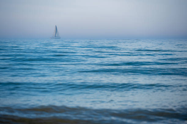 sailing on baltic sea during dusk in Poland