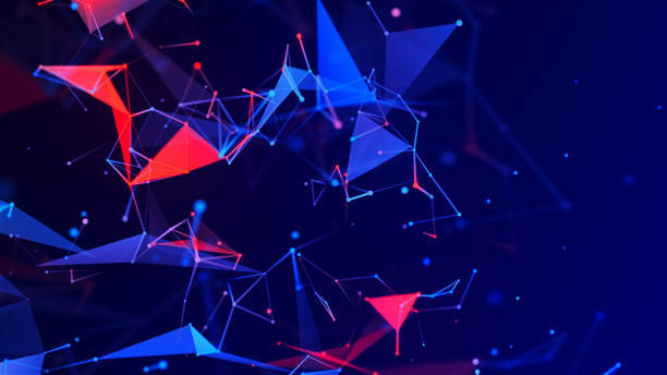 istock Color animated polygonal space. Futuristic background with dots and lines. Structure of connection points and lines. Digital background. Plexus effect. 3D rendering. 2157339329