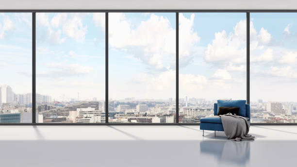 istock Large luxury modern bright interiors Living room mockup illustration 3D rendering image 2157339881