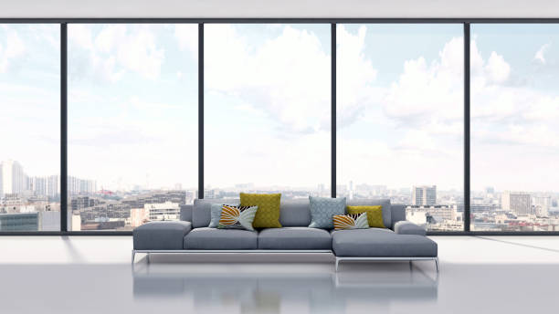 istock Large luxury modern bright interiors Living room mockup illustration 3D rendering image 2157339907