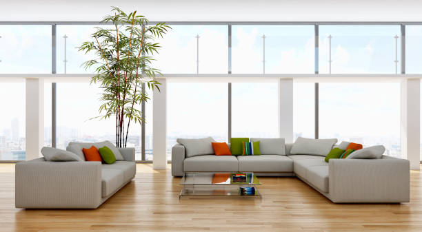 istock Large luxury modern bright interiors Living room mockup illustration 3D rendering image 2157339931