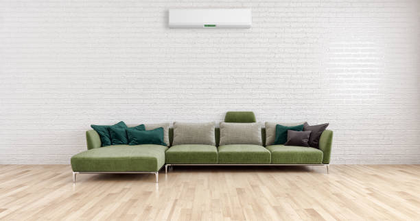 istock modern bright interiors room with air conditioning and remote control illustration 3D rendering 2157341584