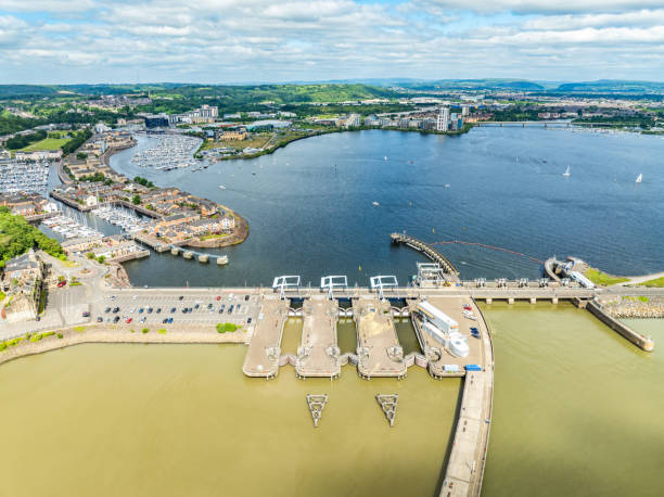 istock Drone view of Cardiff Bay Barrage Locks, UK 2157342291
