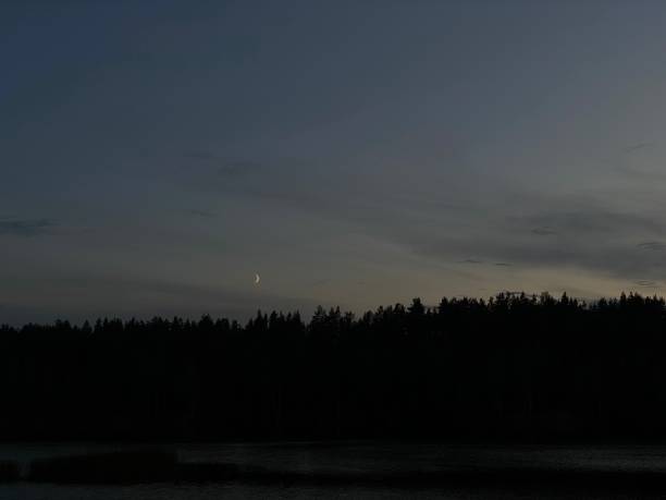 istock The moon in the sky at night over the forest 2157342298