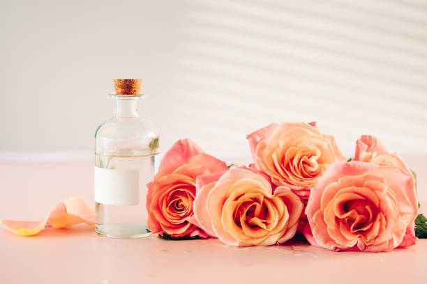 istock Roses and perfumed water, essential oil. 2157342714