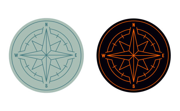 stockillustraties, clipart, cartoons en iconen met compass rose direction navigation icon symbol design element - compas