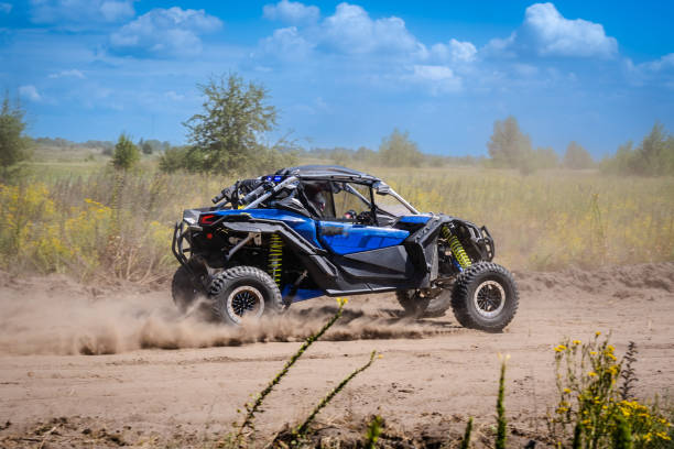 istock Hard ride UTV on sandy road. 4x4, extreme, adrenalin. 2157344612