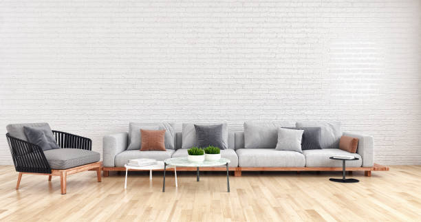 istock Large luxury modern bright interiors Living room mockup illustration 3D rendering image 2157347246