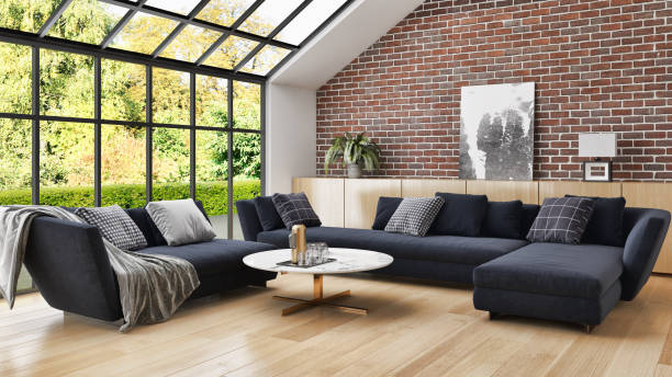 istock Large luxury modern bright interiors Living room mockup illustration 3D rendering image 2157347636