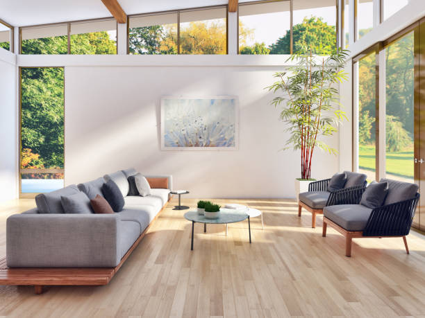 istock Large luxury modern bright interiors Living room mockup illustration 3D rendering image 2157347758