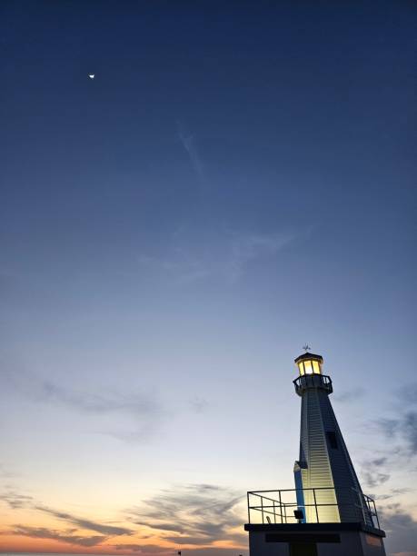 istock Lighthouse on Beach in New Buffalo, Michigan, Dusk 2157347791