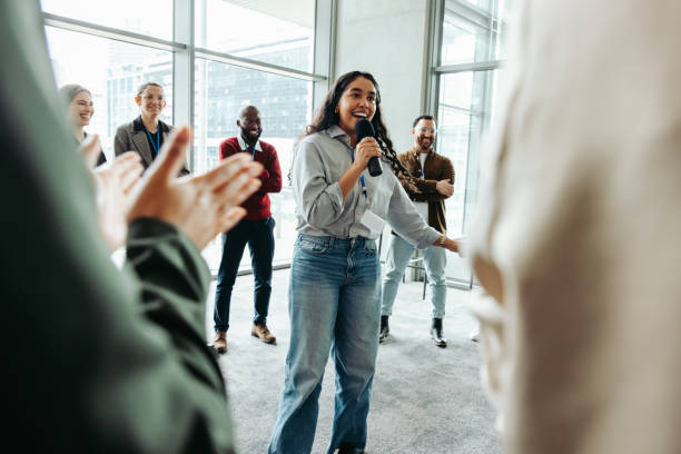istock Young businesswoman leading a successful presentation in a modern office 2157348251