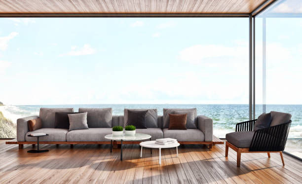 istock Large luxury modern bright interiors Living room mockup illustration 3D rendering image 2157350386