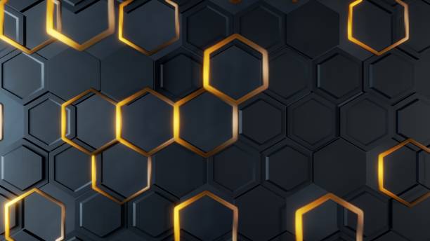 Hexagonal pattern with gold and black accents, creating stylish and contemporary design