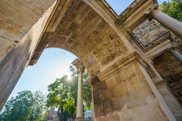 Frontal part of the ancient Roman arch of Sugusto in Rimini