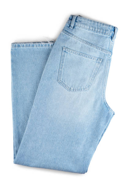 istock Back side of folded blue jeans with pocket isolated on white background 2157354209