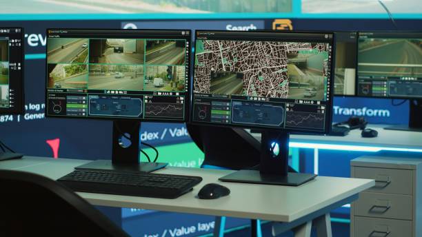 istock Empty agency office works on traffic surveillance with CCTV security system 2157357187