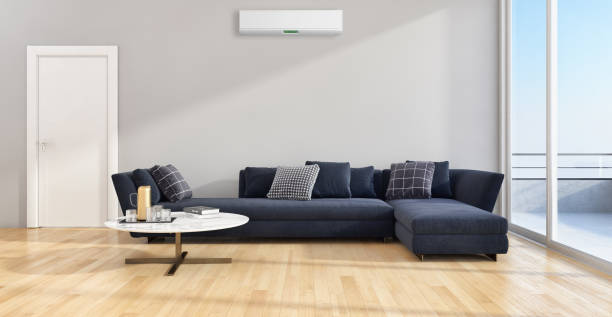 istock modern bright interiors room with air conditioning and remote control illustration 3D rendering 2157358305
