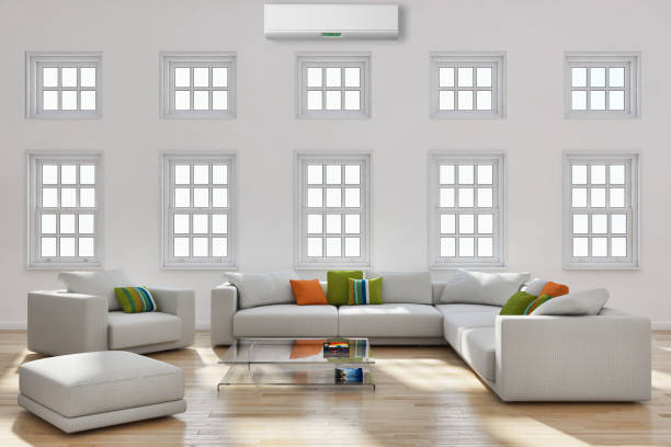 istock modern bright interiors room with air conditioning and remote control illustration 3D rendering 2157358453