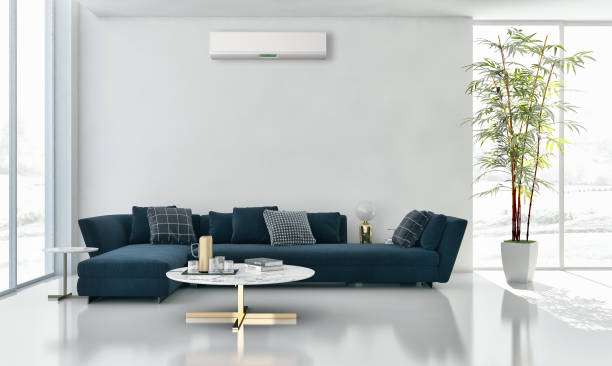istock modern bright interiors room with air conditioning and remote control illustration 3D rendering 2157358536