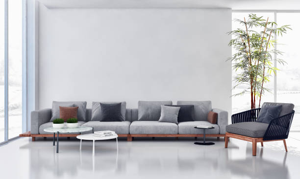 istock Large luxury modern bright interiors Living room mockup illustration 3D rendering image 2157359904