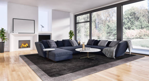 istock Large luxury modern bright interiors Living room mockup illustration 3D rendering image 2157359944