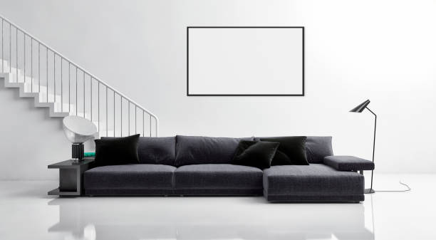 istock Large luxury modern bright interiors Living room mockup illustration 3D rendering image 2157360069
