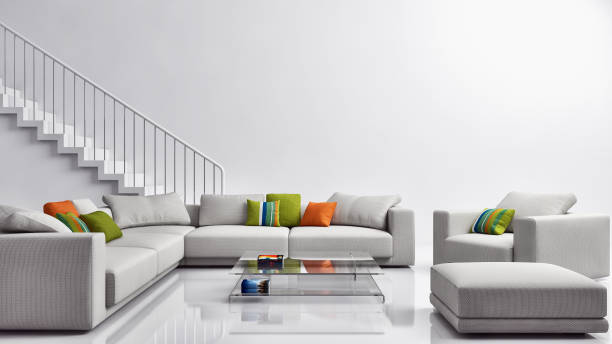 istock Large luxury modern bright interiors Living room mockup illustration 3D rendering image 2157360070