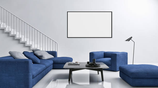 istock Large luxury modern bright interiors Living room mockup illustration 3D rendering image 2157360084