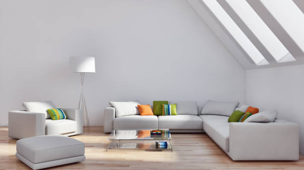 istock Large luxury modern bright interiors Living room mockup illustration 3D rendering image 2157360096