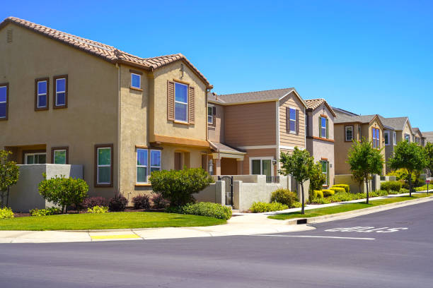 istock Row of small single family homes 2157360537