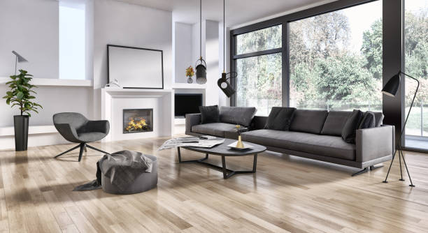 istock Large luxury modern bright interiors Living room mockup illustration 3D rendering image 2157361389