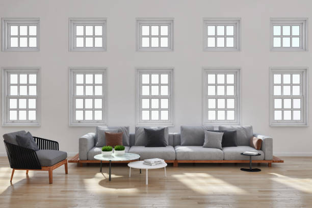 istock Large luxury modern bright interiors Living room mockup illustration 3D rendering image 2157361449