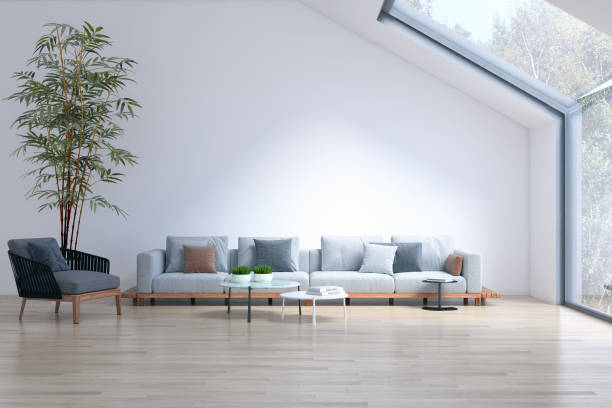 istock Large luxury modern bright interiors Living room mockup illustration 3D rendering image 2157361468