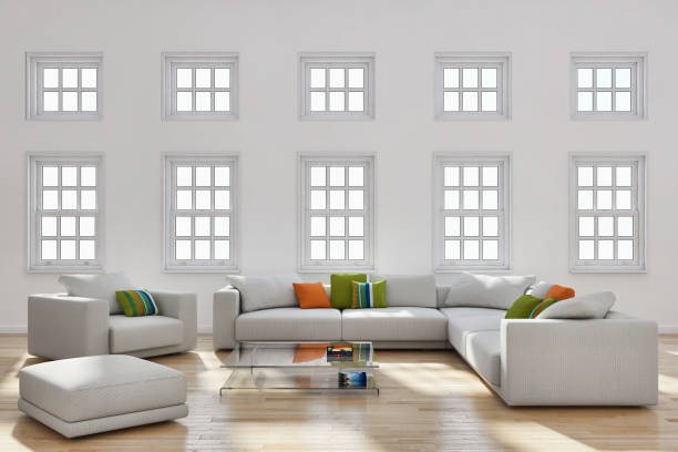 istock Large luxury modern bright interiors Living room mockup illustration 3D rendering image 2157361478