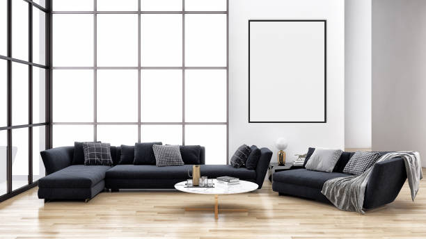 istock Large luxury modern bright interiors Living room mockup illustration 3D rendering image 2157361503