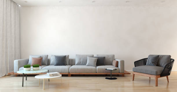 istock Large luxury modern bright interiors Living room mockup illustration 3D rendering image 2157361525