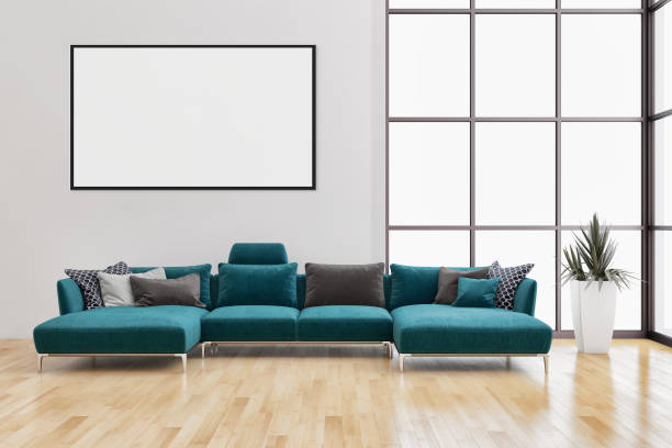 istock Large luxury modern bright interiors Living room mockup illustration 3D rendering image 2157361652