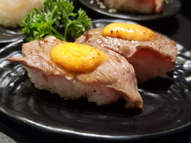 istock wagyu beef sushi On the plate 2157362210